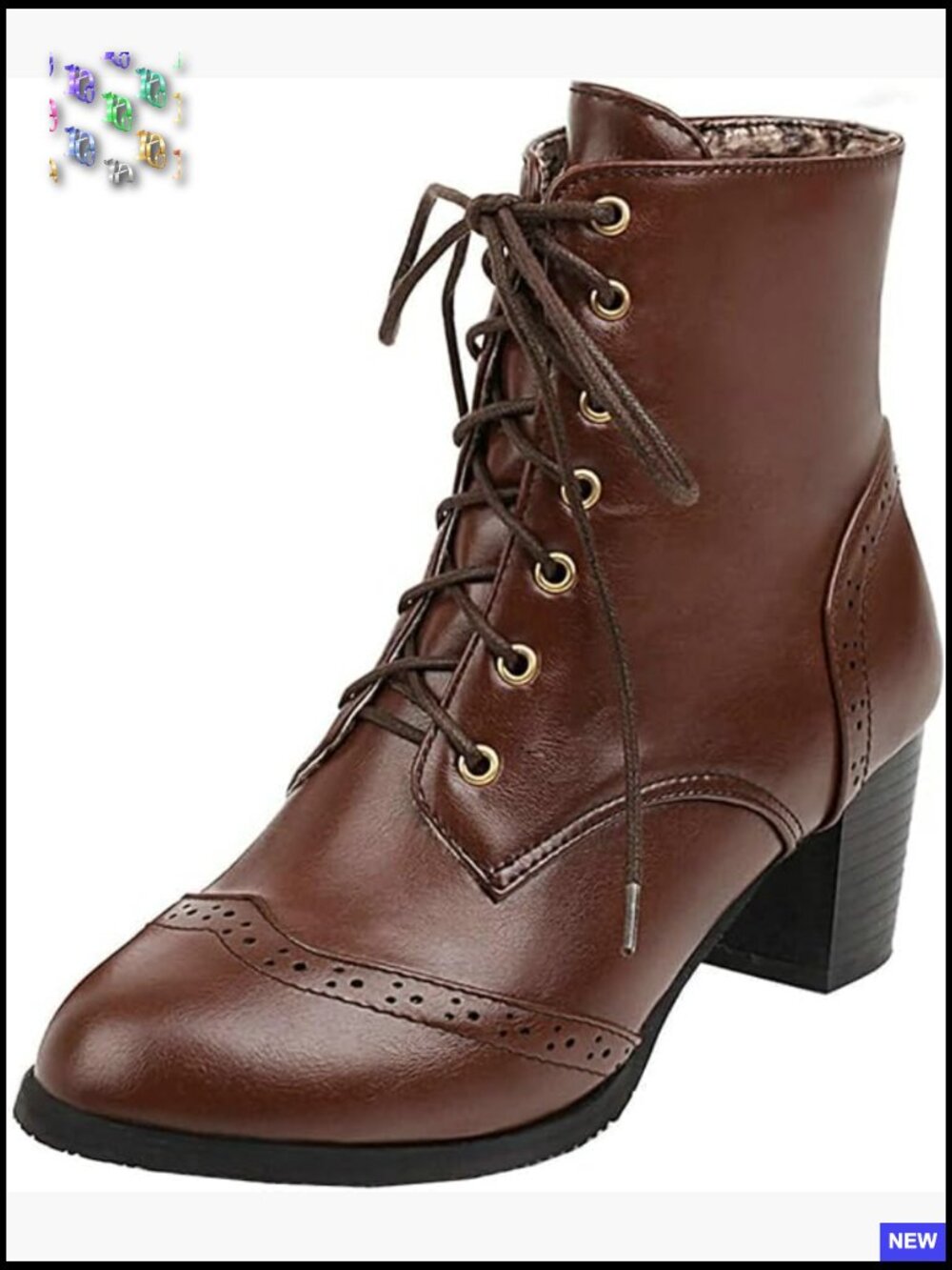 Lace Up Chunky Heel Ankle Boots Vintage Round Toe Retro Winter Booties